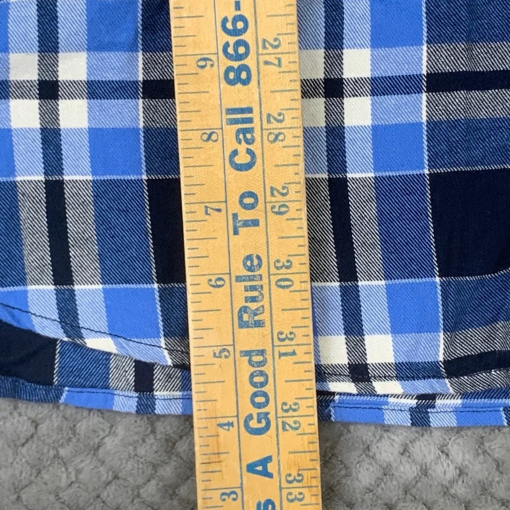 Duluth Trading Free Swingin Flannel Shirt Mens XL Blue Plaid Relaxed Fit NWT